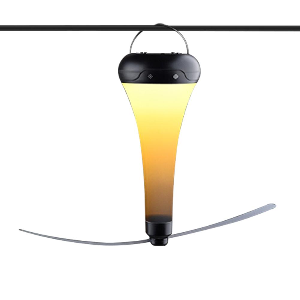 Fliegenabwehr-Ventilatorleuchte für den Außenbereich, wiederaufladbar, mit weichen Blättern für Camping und Picknick