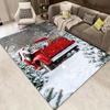 Durable Build | Festive Christmas Carpet with Vintage Red Truck & Snowy Pine Trees Design - Non-Slip Polyester Floor Mat for Liv
