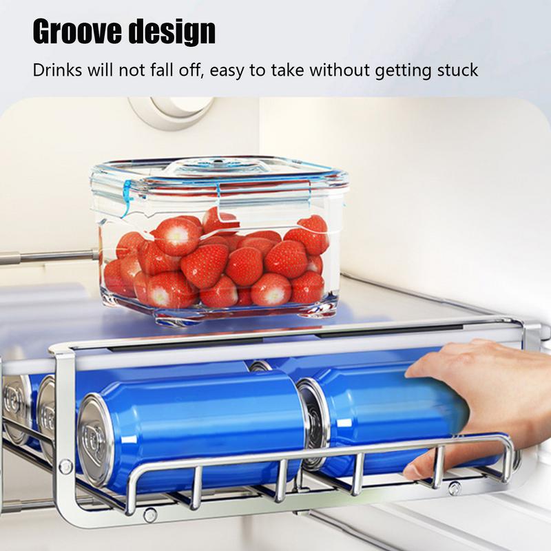 Drink Organizer For Fridge Automatic Beverage Organizer Soda Can Organizer Rack Stainless Steel Can Storage Holder For