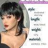 Kadınlar için şık kırlangıç kuyruğu kısa düz sentetik peruk, partiler ve günlük kullanım için uygun nefes alabilirlik için patlamalı
