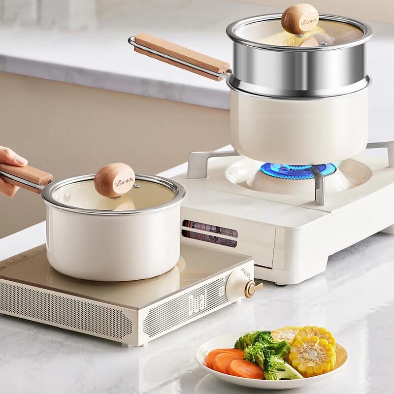 

Bear Titanium Ceramic Aluminum Milk Pan with Steamer
