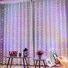 USB Remote-Control LED Curtain Lights with 8 Functions - Colorful Copper Wire String for Christmas & Festival Decoration