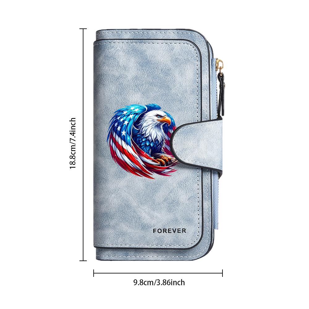Patriotic Eagle Print Long Wallet Fashion Portable Card Holder