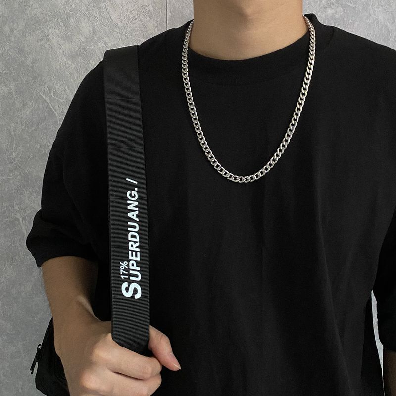 Carmen Trendy Ins Internet Celebrity Titanium Steel Chain Stylish Cuban Link Chain Fashion All-Match Cold Style Men's and Women's Necklaces Ornament