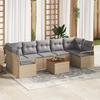 VidaXL 8-piece Garden Lounge Set with Cushions Beige Poly Rattan Acacia 3356341