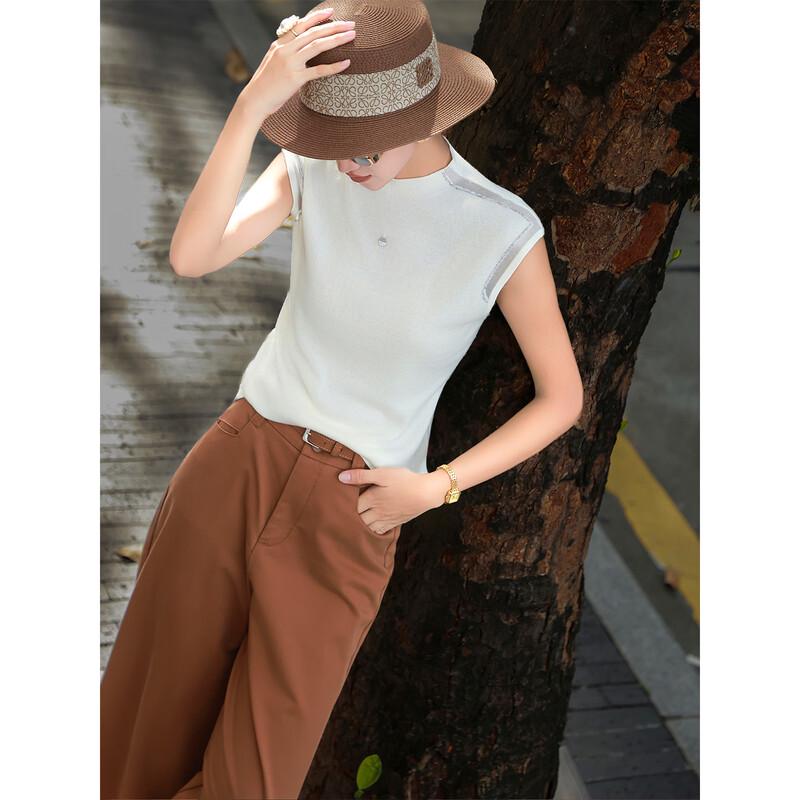 Lanse er 2026 Summer Mesh Panel Sleeveless Knit Top M