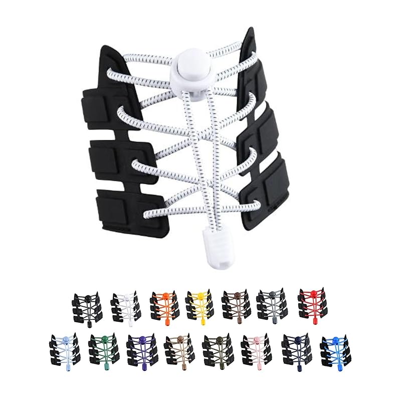 

[Alaka] shoelace not tied shoelaces 2 pair set rubber shoe laces Fashionable untied shoelaces buckle extend round string fastener sneakers One point
