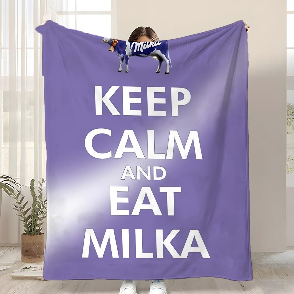 

Funny Milka Purple Throw Kid-Friendly Flannel Throw Blanket Soft Warm Anti-Static Washable All Season 75x90cm