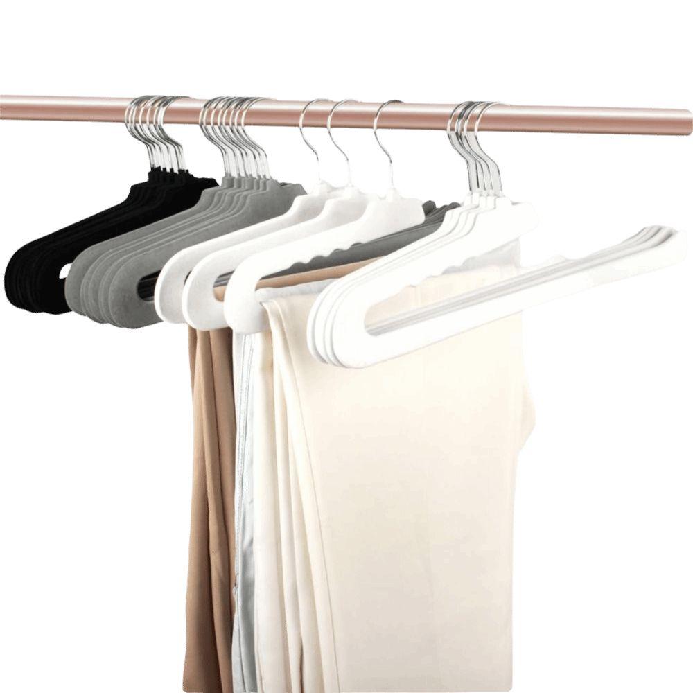 10PCS White Clothes Hanger Slim Design Velvet Hangers Trouser Hanger  Closet Organization