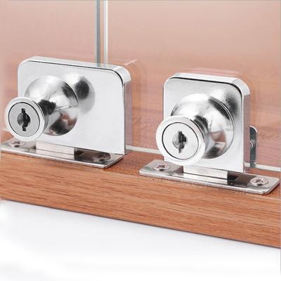 New Zinc Alloy Glass Door Lock Security Single/Double Door Cabinet Display Lock Punch-Free Hardware Lockset Cabinet