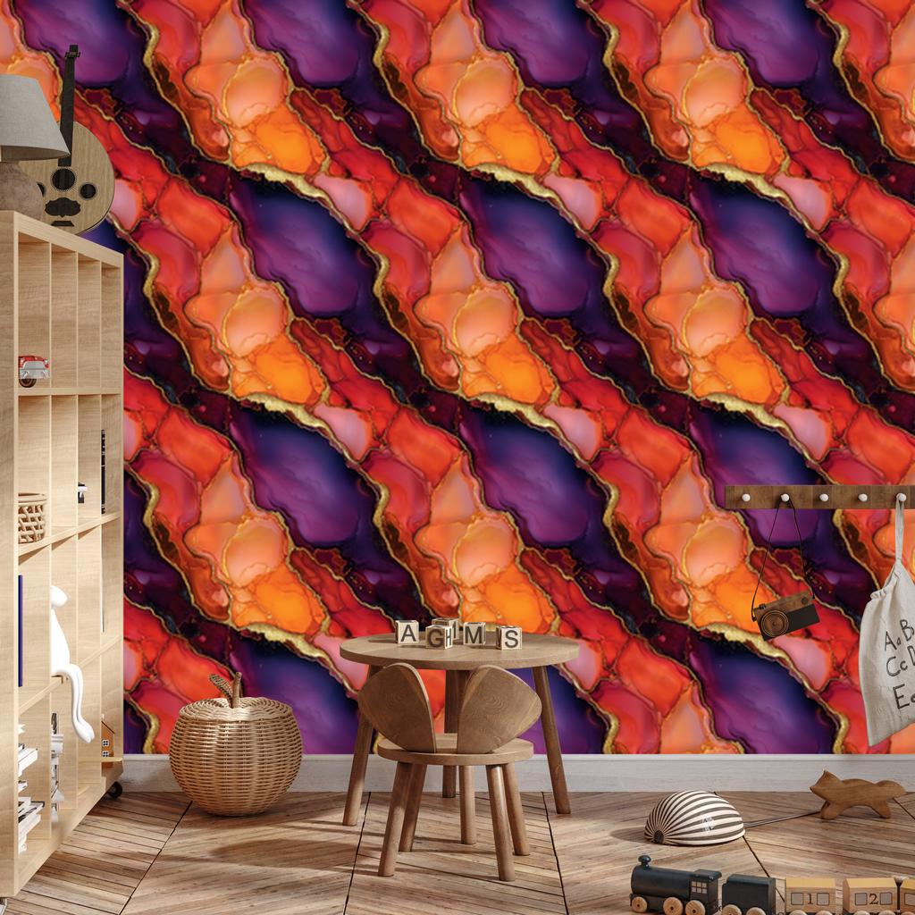 Ink Wallpaper Red, Peach and Orange 50x1000