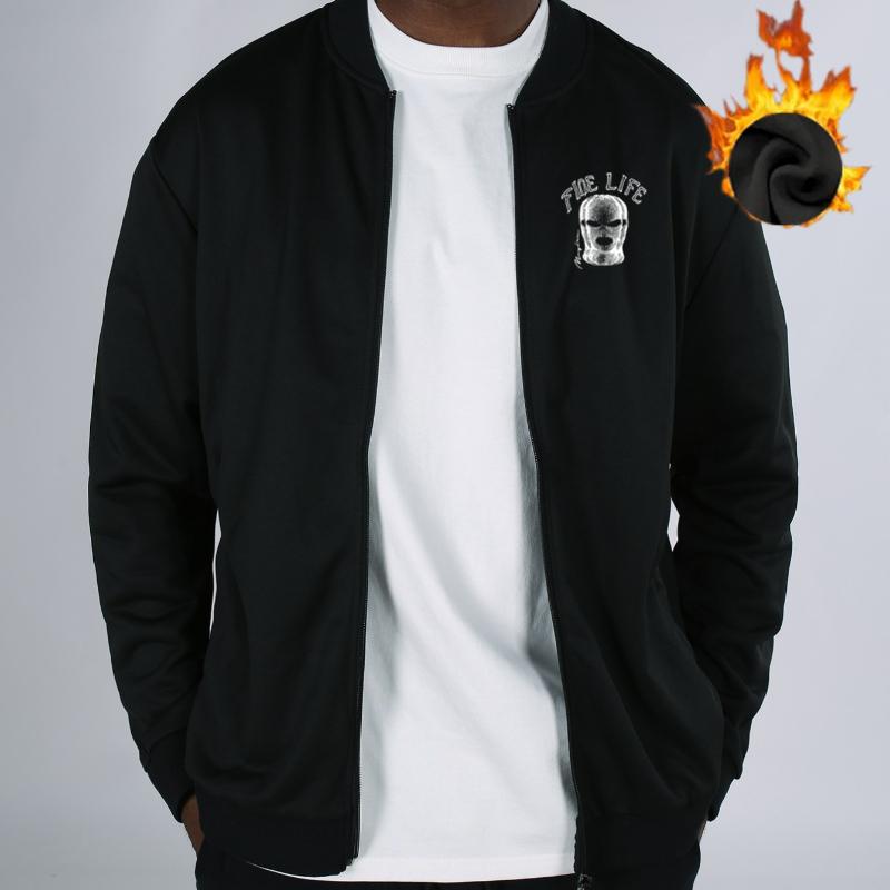 "FINE LIFE" Maske Fleecegefütterte Bomberjacke, Winddicht Strapazierfähig Warm, Lässiger Vielseitiger Mantel