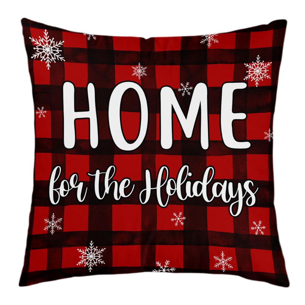 New Christmas Short Plush Pillow Cover Peach Skin Digital Printing Cushion Cover Christmas Snowman Pattern