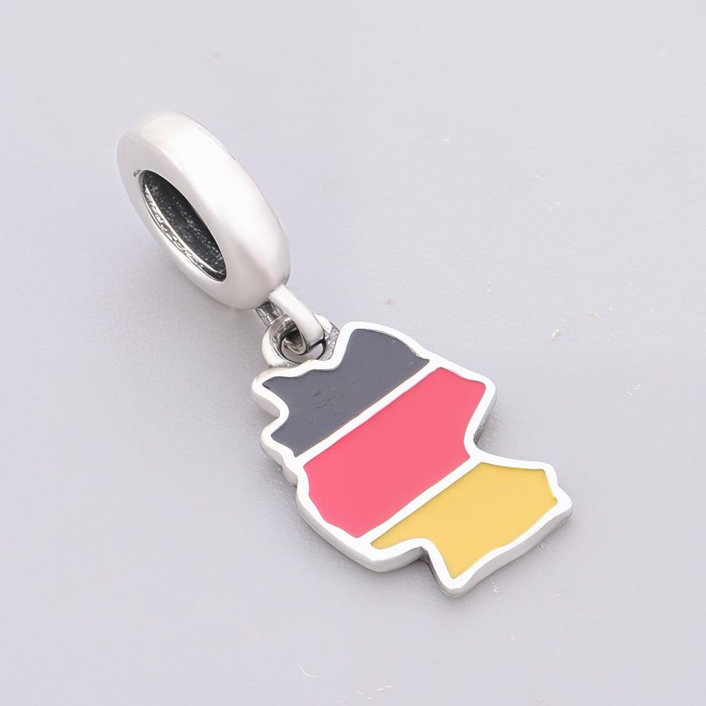 925 Silver Pan Charms Fit Original Bracelet Europe Greece Iceland France Italy Finland Flag Map Dangle Bead for Jewelry Making