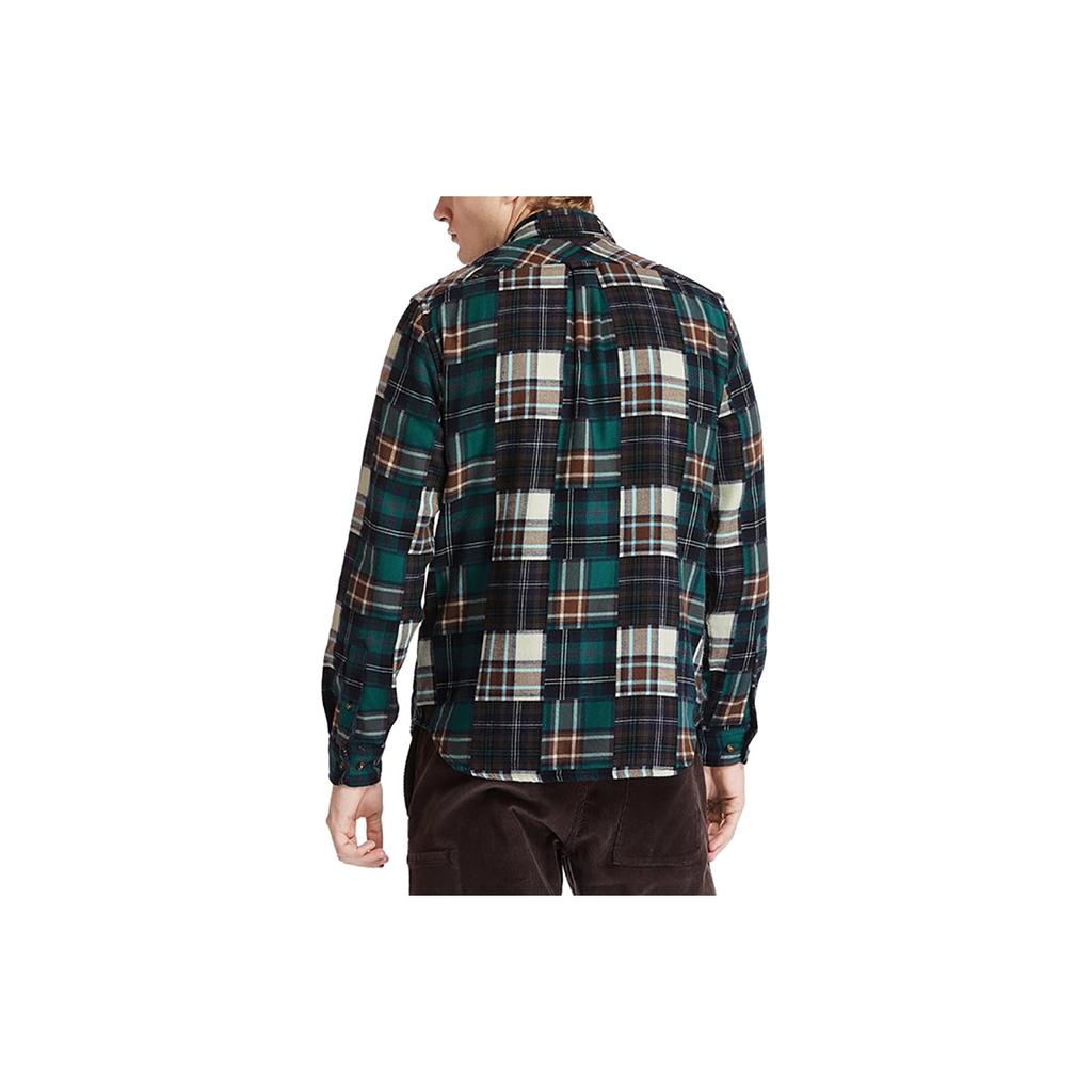 Timberland Seria Urban Outdoor Casualowa Koszula z Długim Rękawem Haftowana w Kratę Męskie koszule Błękit Morski A2F4P-AS6