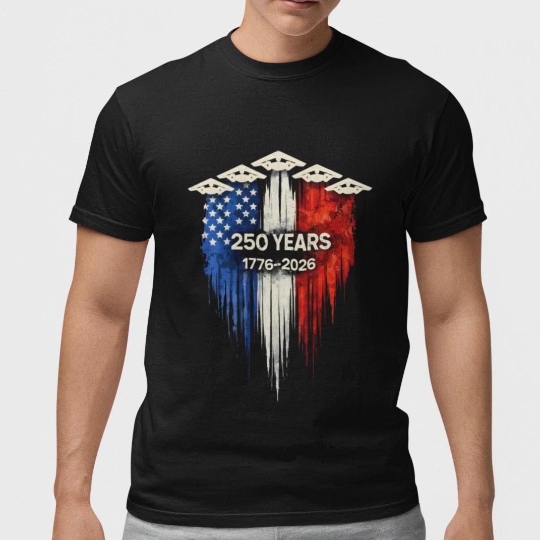 USA 250 Years T-Shirt 1776-2026 Patriotic American Flag Graphic Tee XXXL
