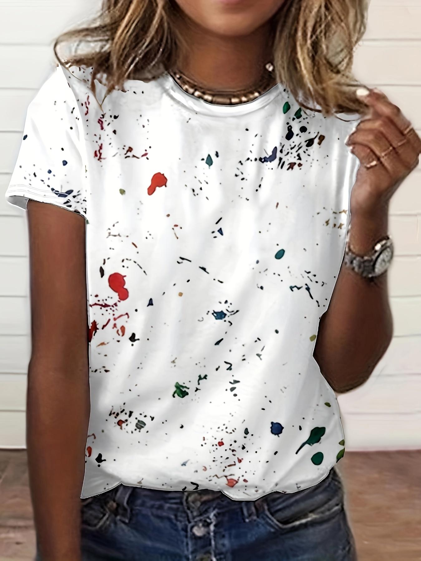 Paint Splatter Women s Tee - Artistic Graffiti Graphic, Casual Daily Wear S