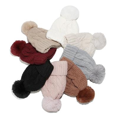 Ski Caps Children's Winter Warm Winter Hats Thickened Fleece Pullover Hats Solid Color Light Board Braids Knitted Hats Women