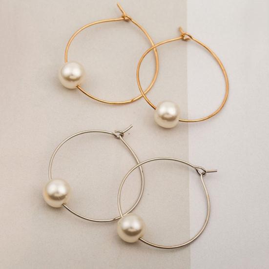 Fashion Women Faux Pearl Charm Huggie Hoop Earrings Party Jewelry Birthday Gift