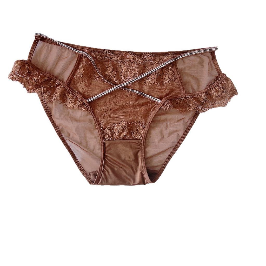 Women's Lace Panties Mid Waist Triangle Briefs Elastic Waist Sexy Comfortable Sexy Bikini Underwear Cheeky Underwear Panties Hipster Lace Trim Panties