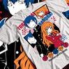 Toradora Anime Tshirt Taiga Pattern Tshirt Mens and Womens Summer Pure Cotton Loose and Fashionable Short Sleeved Top