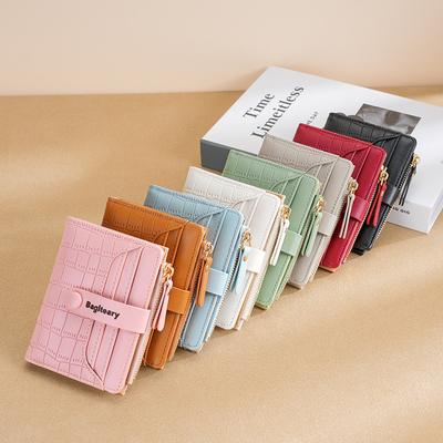 New Wallet Women  New Women'S Short Wallet Buckle Sanded Leather Coin Purse Mini Female Purses