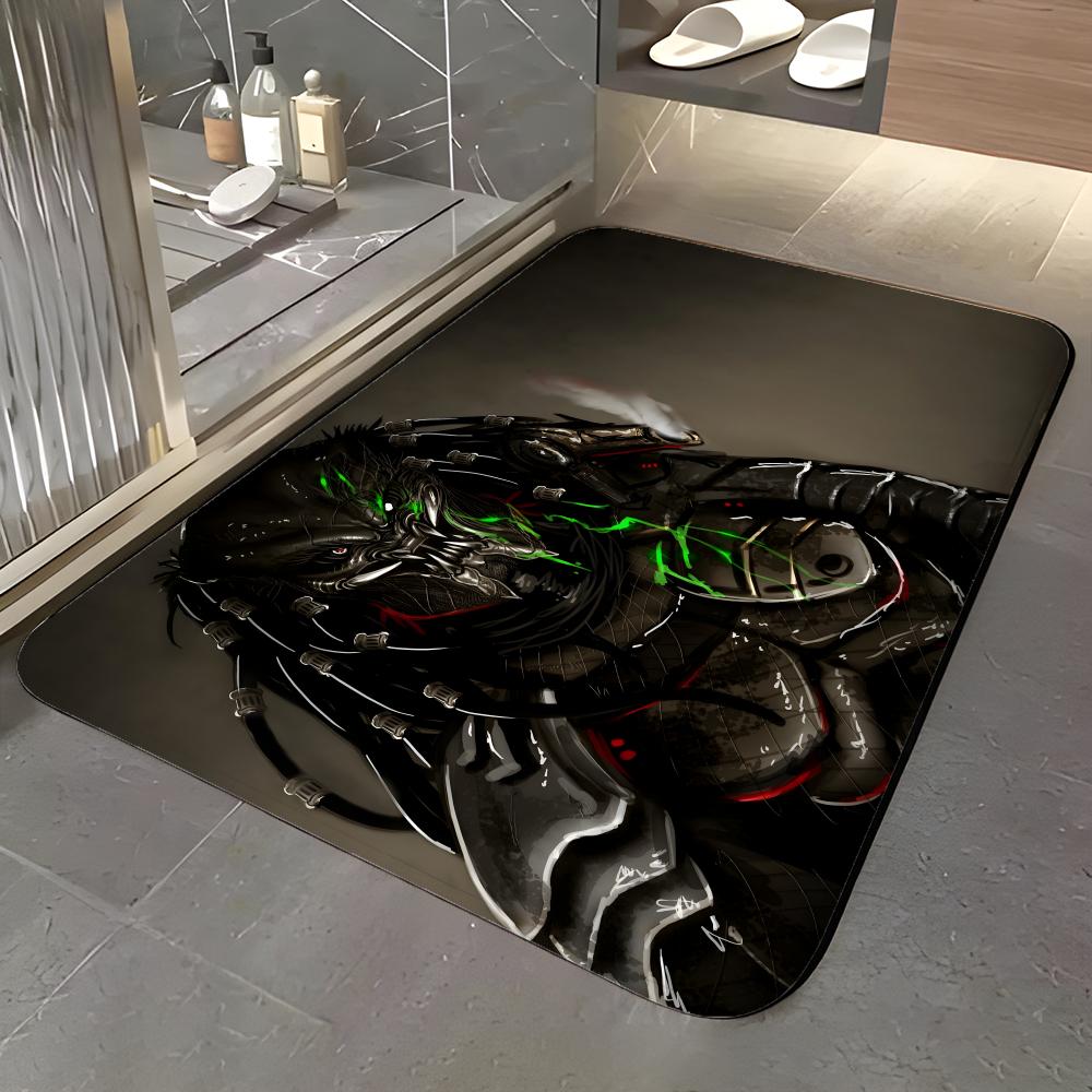 Monster Y-Yautja Floor Mat Soft Flannel Entrance Door Mat Non Slip Absorbent Bathroom Bedroom Floor Rug