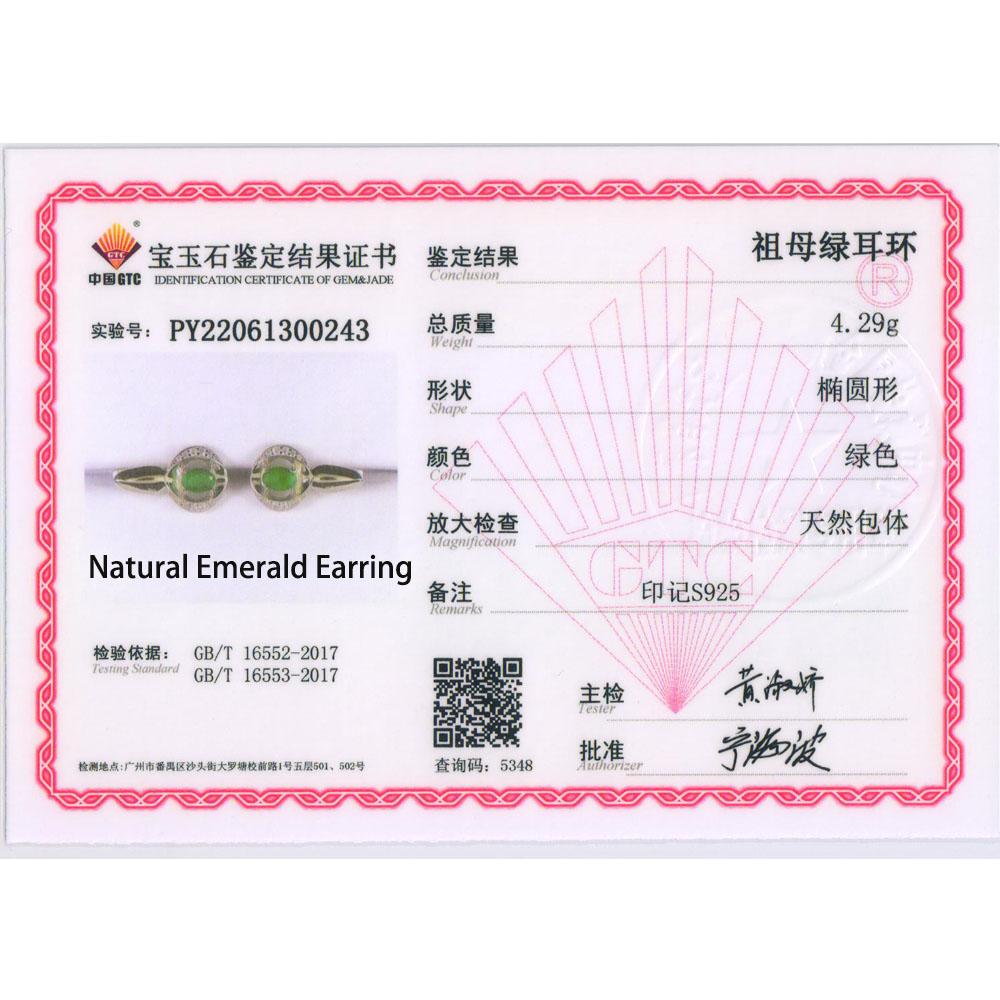 Natural Zambia Emerald Clasp Earring Oval 4*6mm Green Natural Gemstone Fine Jewelry 925 Sterling Silver for Women