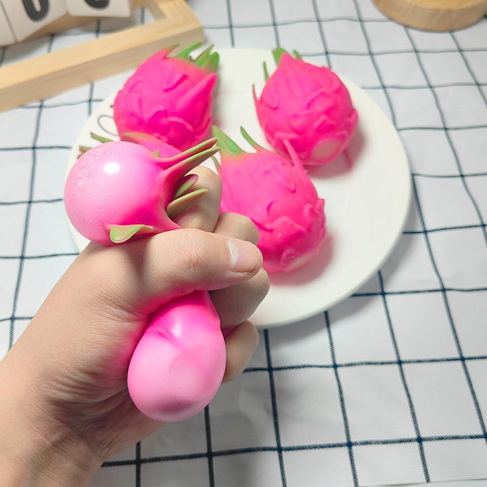 Dragon Fruit Squish Ball Gift Squishy Squeeze Stress Reliever Fidget Sensory Toy Simulation Fruit Food, Squeeze Balls For Kids