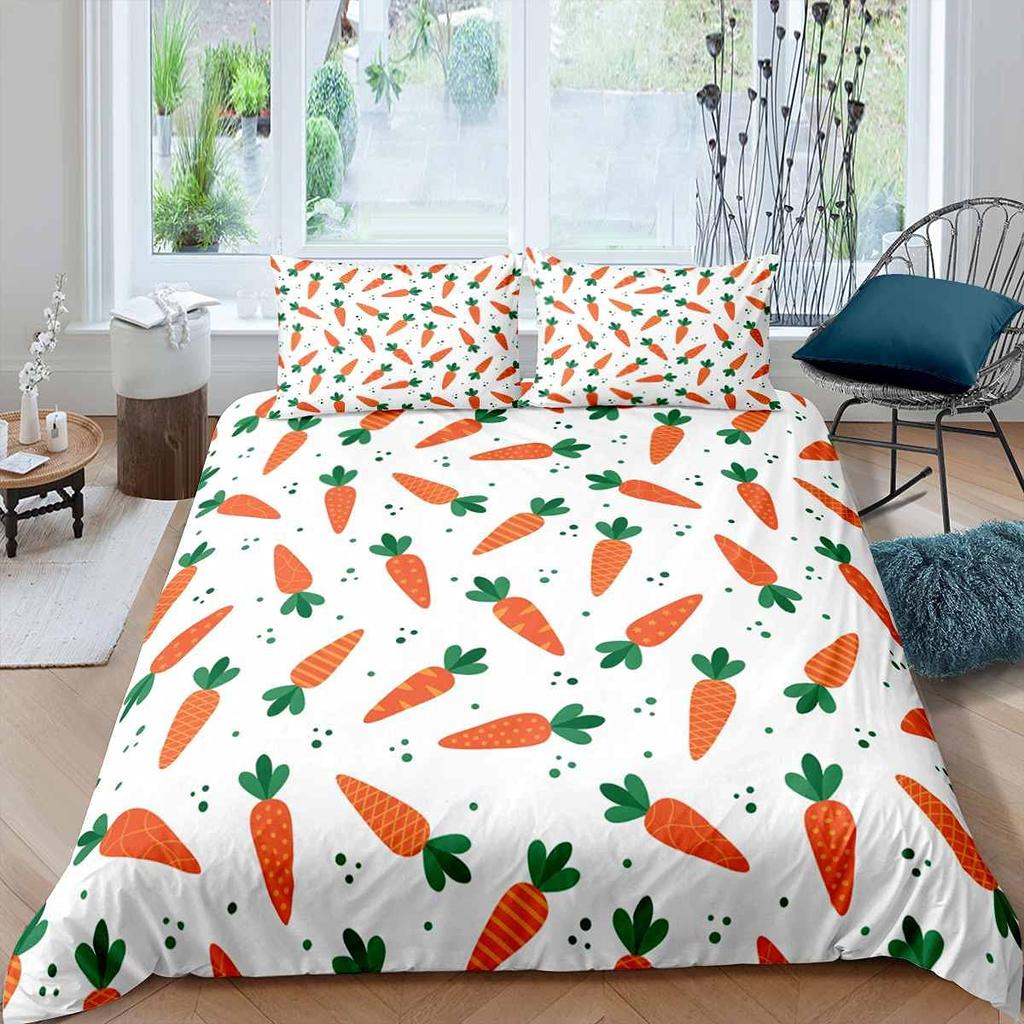 Guinea Pig Comforter Cover Set Cute Guinea Pig and Carrot Decor Duvet Cover 3D Animal Print Bedding Set 3pcs with 2 Pillow Cases