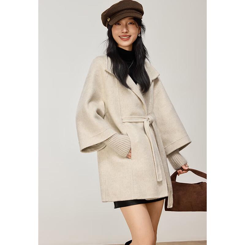 VICTORIA&VERA Women's Winter Alpaca Blend Knit Sleeve Cape Coat V9017D11