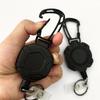 Capa Porta-Cartão Preto Unissex Case Criativo Resistente Chaveiro Retrátil Carretel de Crachá Clipes Corda de Fivela Fácil de Puxar Chaveiro Elástico
