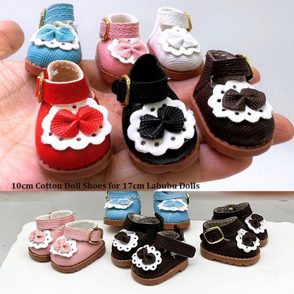 3.8*2.3cm Princess Leather Shoes Pink and White Black Plush Toy Accessories for 17cm Dolls