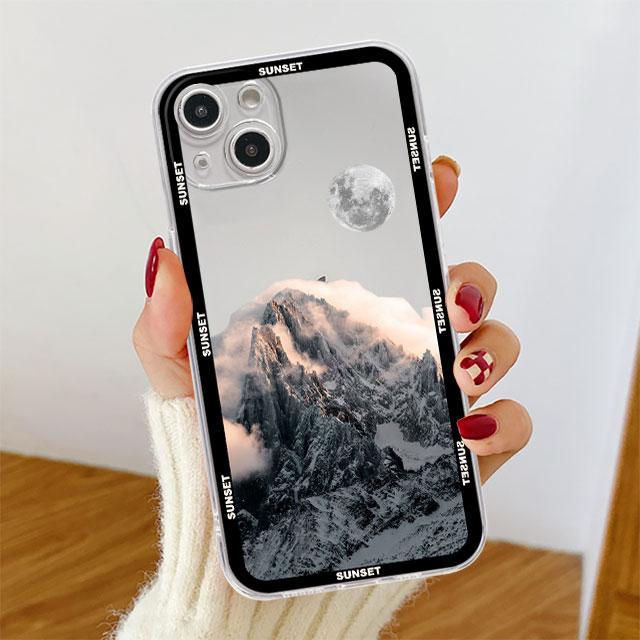 Clear Case For Apple iPhone 14 11 13 12 Pro 7 8 Plus XR X XS Max 6 6S 13Pro Silicone Phone Cover Aesthetic Snow Mountain