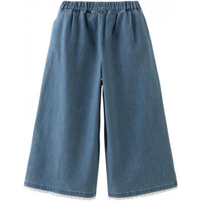 DAVE&BELLA Girls' Lace Trim Cropped Wide-Leg Jeans