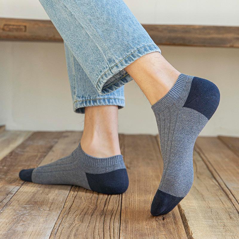 Men's Casual Boat Socks: Sweat-Absorbent, Anti-Drop Heel, Deodorant, Anti-Pilling Combed Cotton.