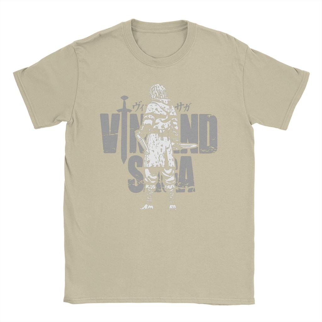 Men T-Shirt Japanese Thorfinn Karlsefni Vintage Cotton Tees Short Sleeve Vinland Saga T Shirts Round Collar Clothes Graphic