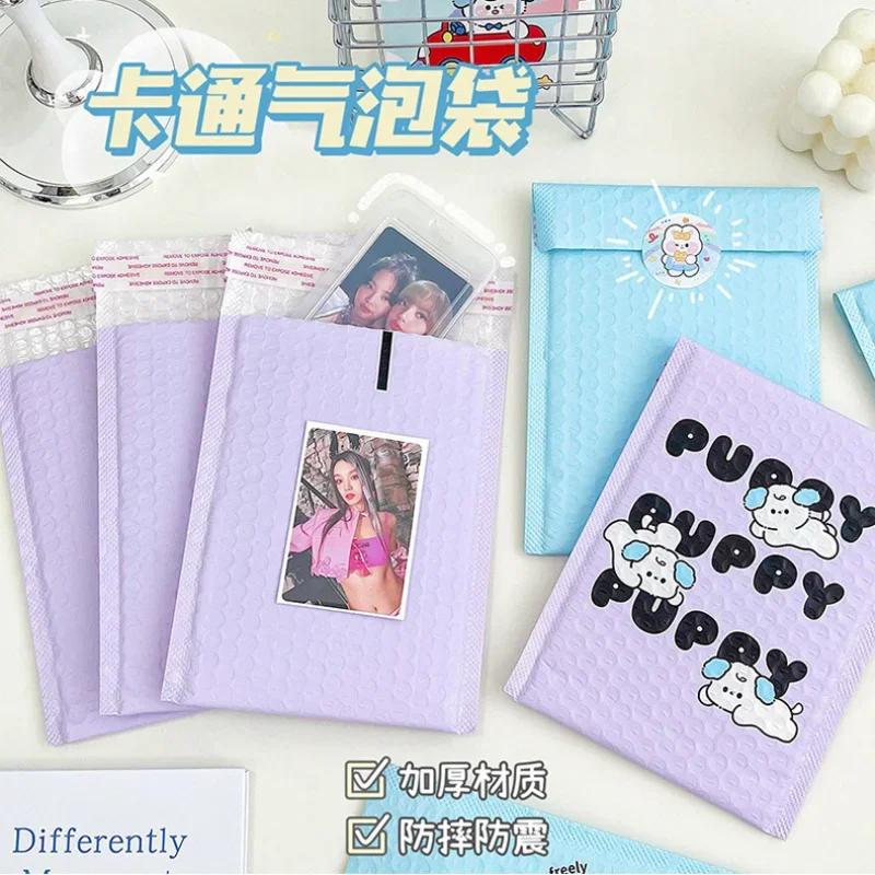 10Pcs Korean Cute Puppy Candy Color Bubble Mailers Kpop 3-inch Photo Card Packing Bag Kawaii Shockproof Shipping Envelopes Bag