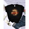 San Francisco Kalifornien Vintage Schulbus T-Shirts Damen Street Hip Hop Kurzarm Sommer Atmungsaktives T-Shirt Weiches Lässiges T-Shirt