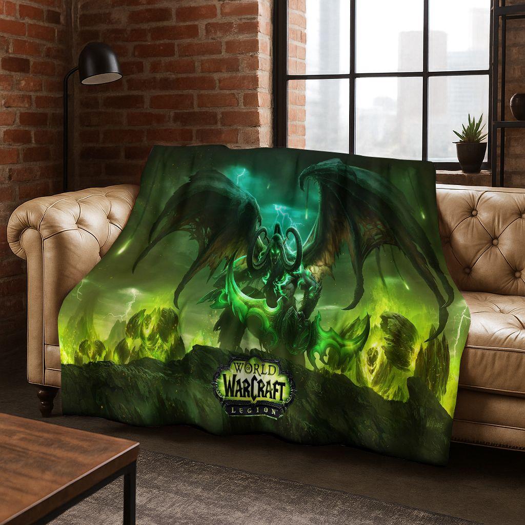 WOW World of Warcraft Arthas Demon Illidan Sylvanas Flannel Blanket,Cozy Soft Throw Blanket for Home Bedroom Bed Sofa Cover Gift