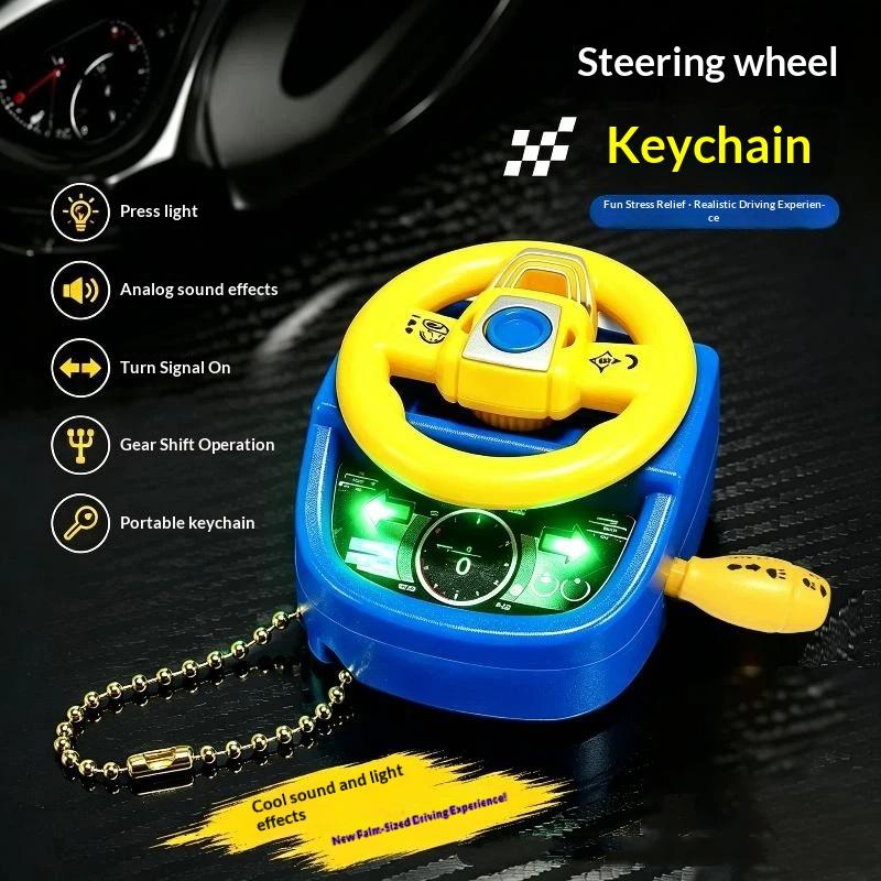 Mini Simulation Steering Wheel Keychain Children'S Car Driving Simulation Toy Decompression Keychain Pendant Backpack Decoration