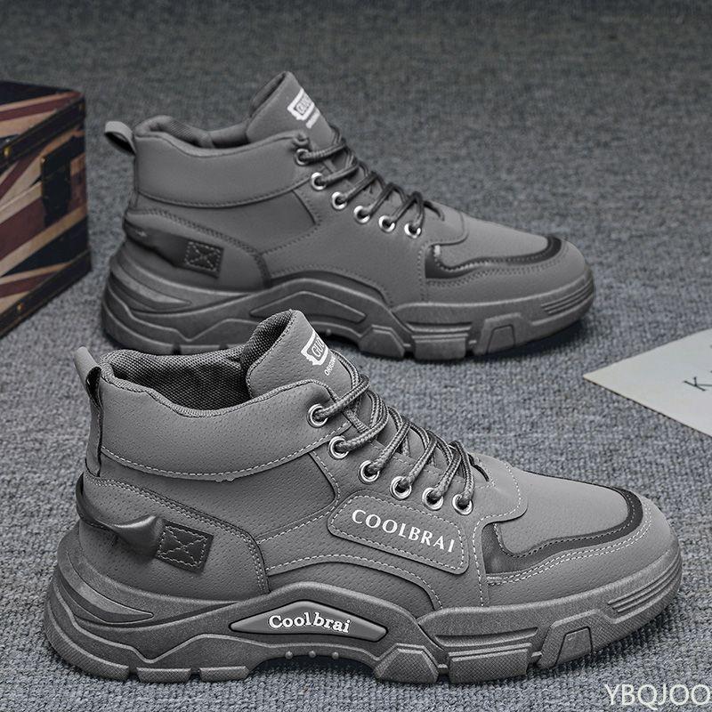Fashionable Versatile High Top Men's Shoes New Spring Hiking Shoes Casual Comfortable Anti Slip and Wear-resistant Men's Boots