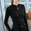 Red button waist top, new autumn and winter inner stand-up collar age-reducing long-sleeved t-shirt for women