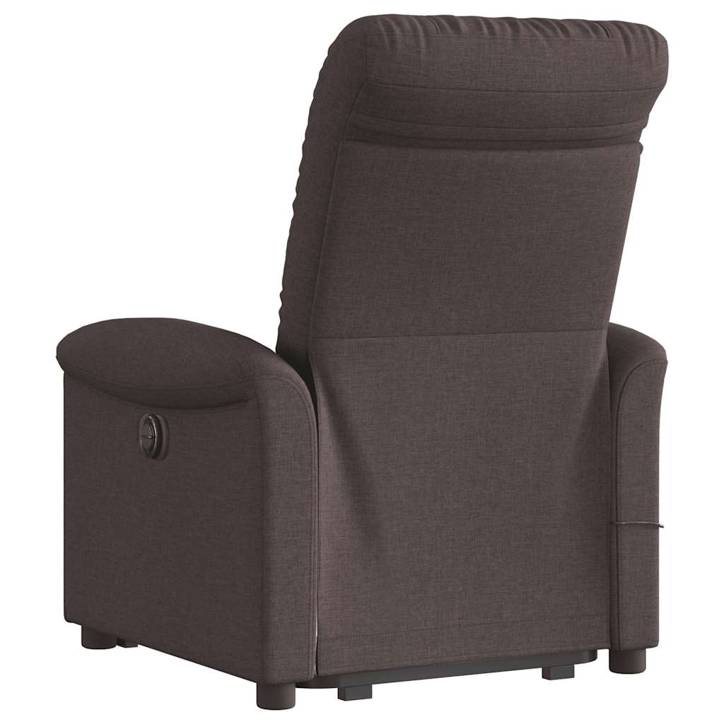 Electric Massage Recliner with Rising Function Dark Brown Fabric