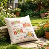 Cute Owl Family Throw Pillow Cover, Colorful Cartoon Linen Cushion Cover for Kids & Nursery Decor