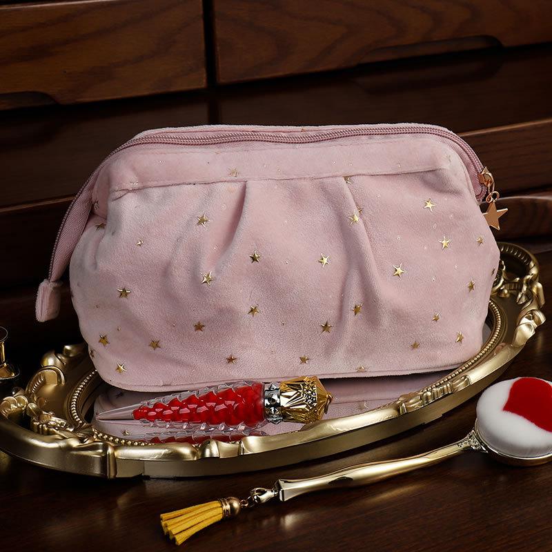 Роскошный бархатный набор косметичек: Просторный, ручной двухсекционный органайзер для косметики и помады.