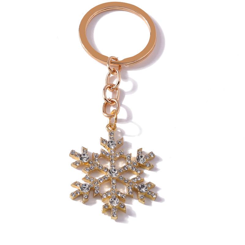 Christmas Snowflake Rhinestone Alloy Keychain & Phone Lanyard Backpack Pendant