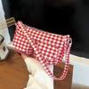 Harajuku Plaid Shoulder Bag Korean Style Underarm Bag Versatile Canvas Handbag  Travel