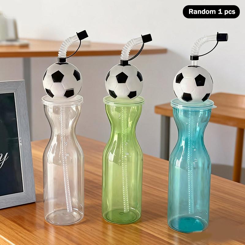

Football Water Bottles Sipper Cups For Milk Tea Coffee Juice Portable Transparent Straws Juice Mug For Birthday Party Fan Bar A Random 1 pcs