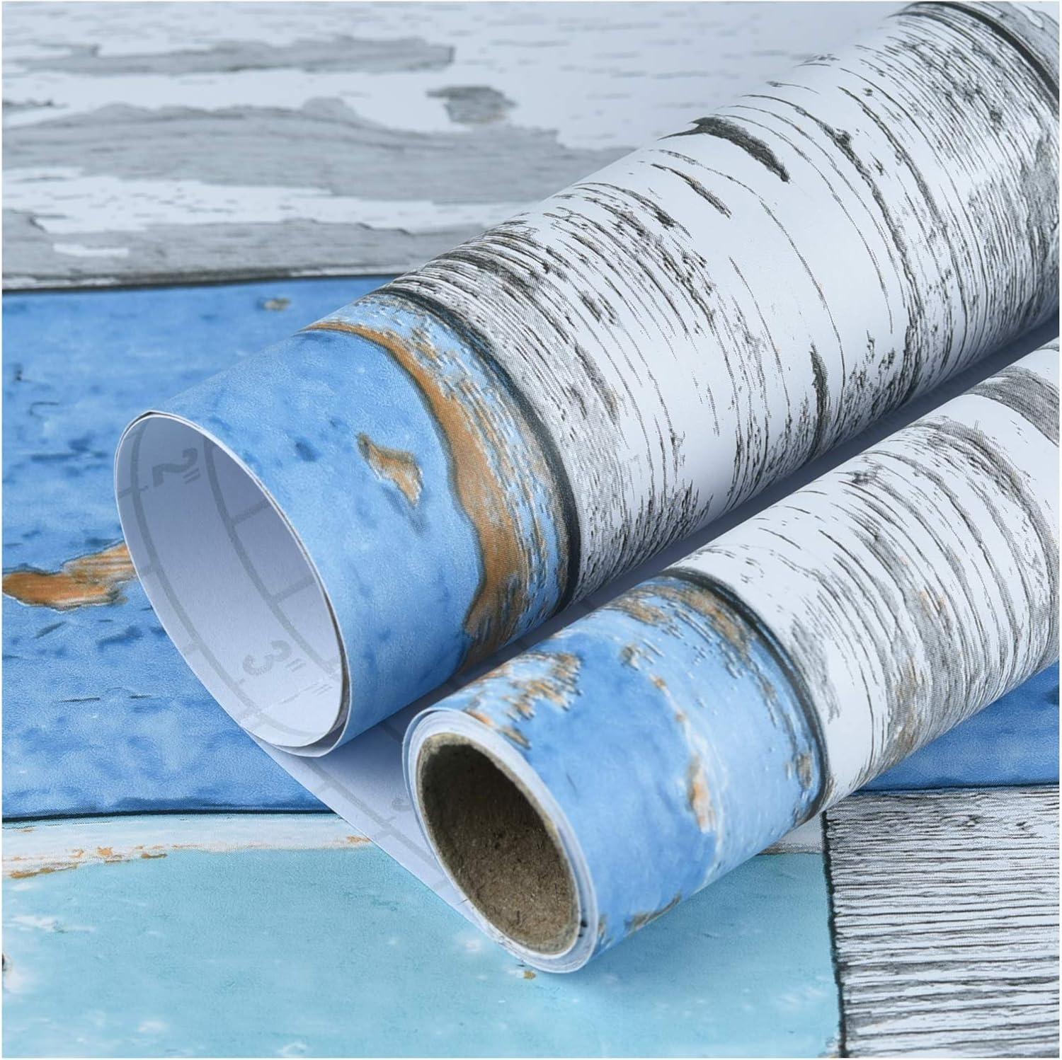 

Синяя имитация дерева мебель водонепроницаемая наклейка шкаф столешница полка украшение самоклеящаяся виниловая обои с текстурой дерева 100cmx45cm